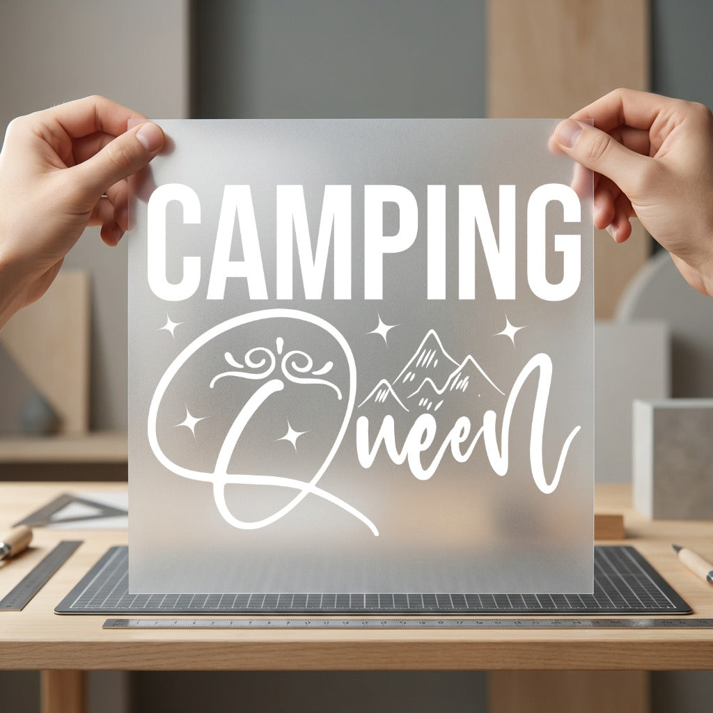 Camping Queen Retro Diy Camping Ready to Press DTF Transfer for Dtf
