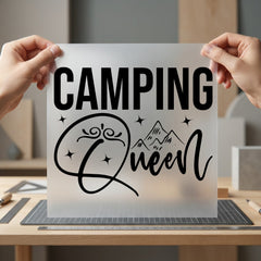 Camping Queen Retro Diy Camping Ready to Press DTF Transfer for Dtf