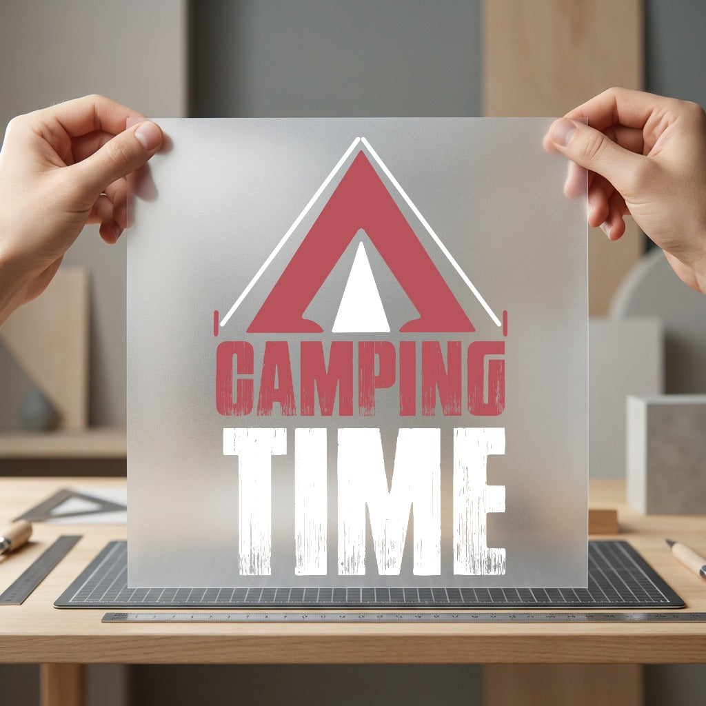 Camping Time Tent Retro Vintage Retro Ready to Press DTF Transfer for Dtf