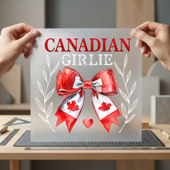 Canadian Girlie Bow Patriotic Usa Vintage Ready to Press DTF Transfer for Dtf