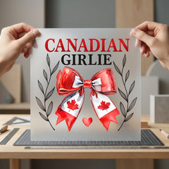 Canadian Girlie Bow Patriotic Usa Vintage Ready to Press DTF Transfer for Dtf