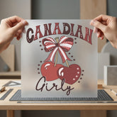 Canadian Girly Cherries Retro Vintage Retro Ready to Press DTF Transfer for Dtf