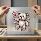 Cartoon Teddy Bear Hearts Valentine Ready to Press DTF Transfer for Dtf