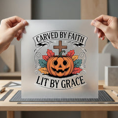 Carved Faith Lit Grace Christian Faith Ready to Press DTF Transfer for Dtf