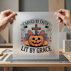 Carved Faith Lit Grace Christian Faith Ready to Press DTF Transfer for Dtf