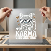 Cat Karma Quote Retro Mom Dad Ready to Press DTF Transfer for Dtf