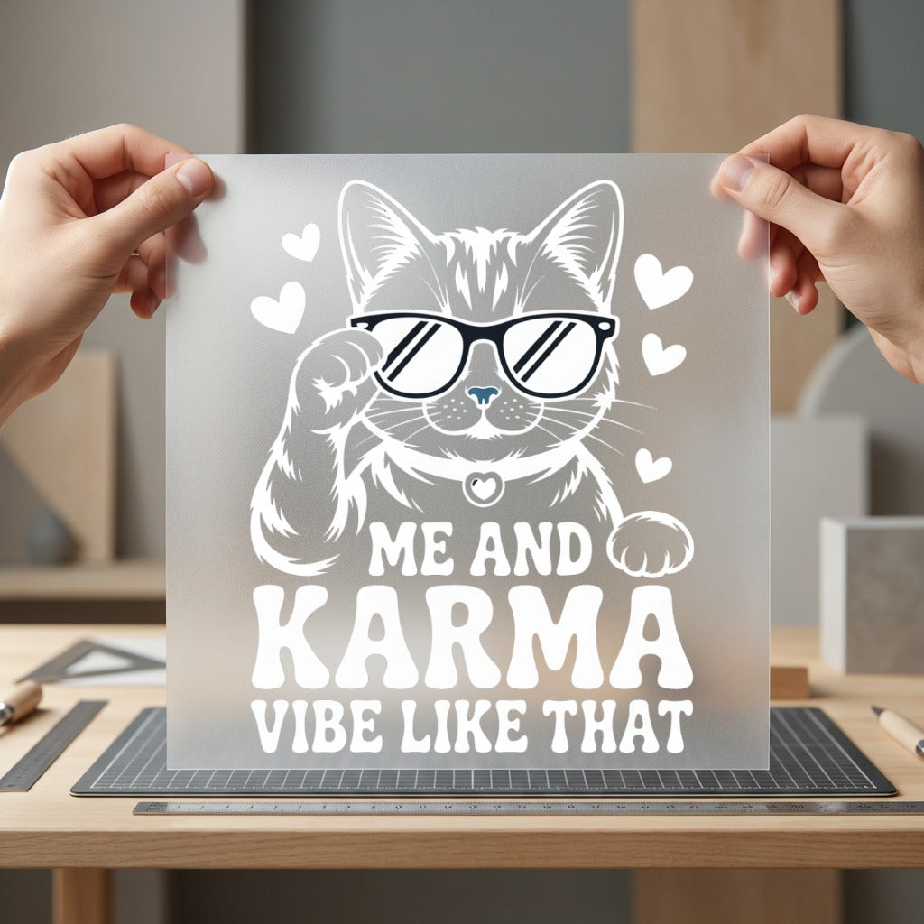 Cat Karma Quote Retro Mom Dad Ready to Press DTF Transfer for Dtf