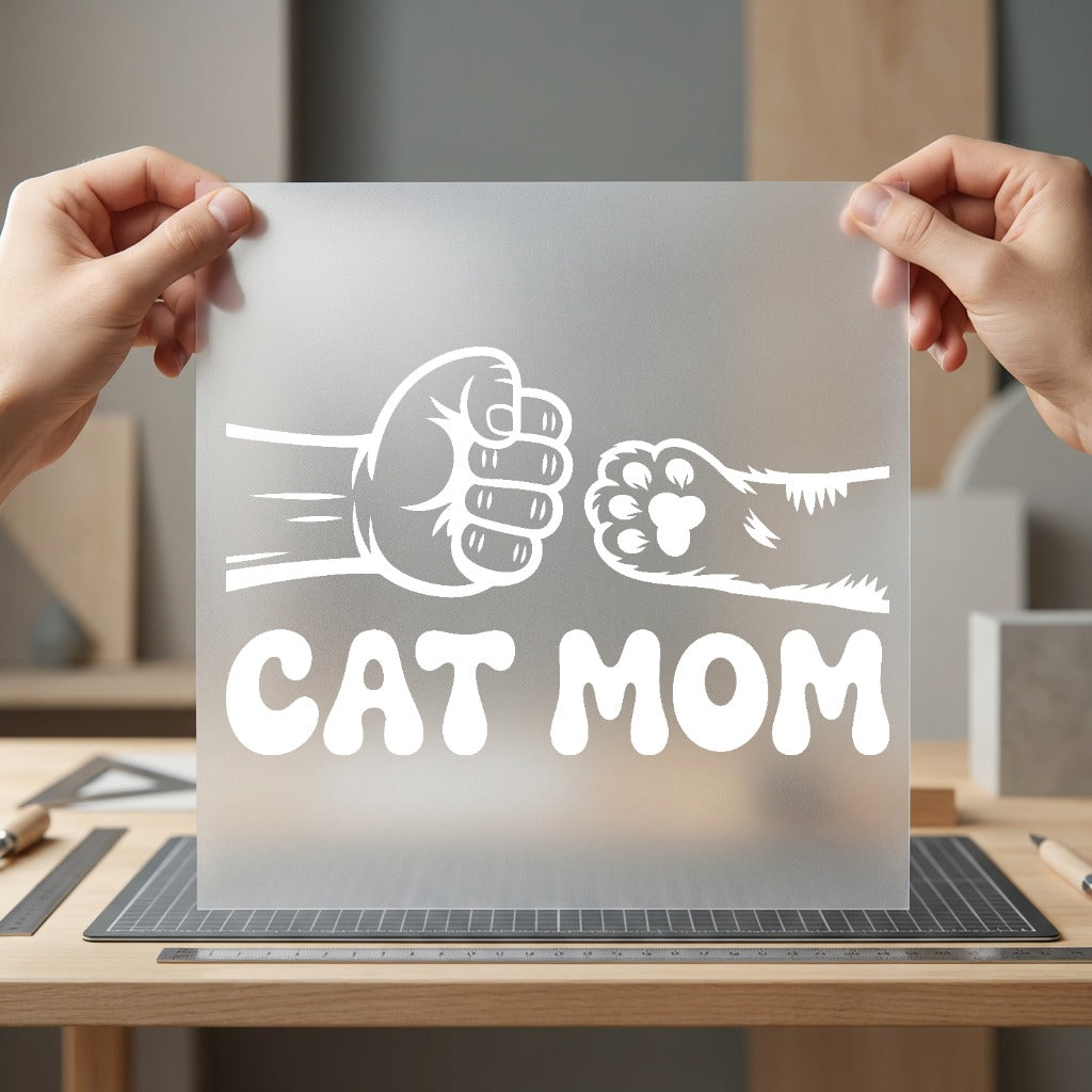 Cat Mom Fist Bump Mom Dad Ready to Press DTF Transfer for Dtf