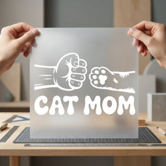 Cat Mom Fist Bump Mom Dad Ready to Press DTF Transfer for Dtf