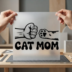 Cat Mom Fist Bump Mom Dad Ready to Press DTF Transfer for Dtf