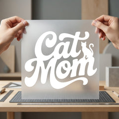 Cat Mom Retro Script Mom Dad Ready to Press DTF Transfer for Dtf
