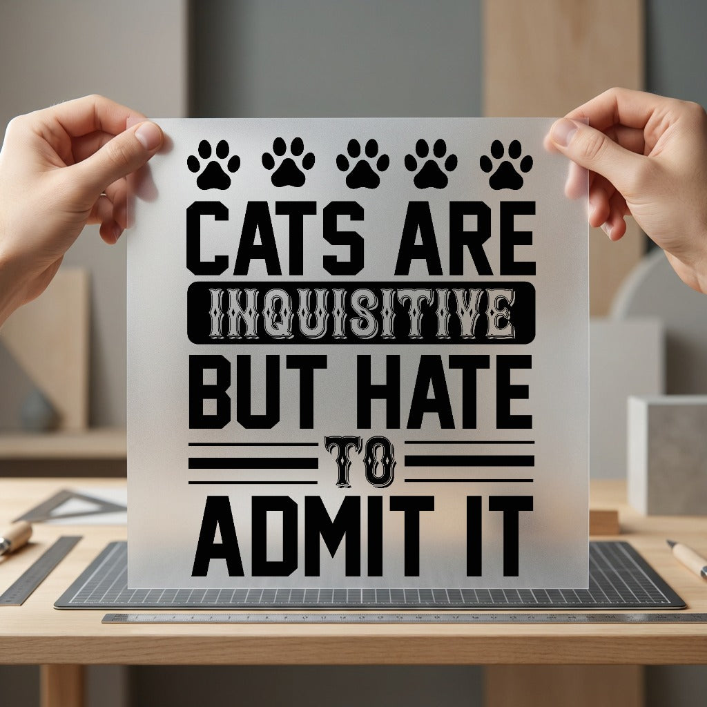 Cats Inquisitive Funny Cat Mom Dad Ready to Press DTF Transfer for Dtf