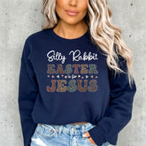Silly Rabbit Easter is for Jesus | Leopard Print Easter Sweatshirt