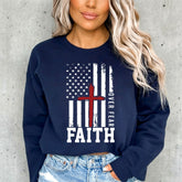 Faith Over Fear | American Flag Cross Sweatshirt