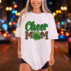 Cheer Mom Leopard Glitter Mom Leopard Ready to Press DTF Transfer for Dtf