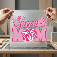 Cheer Mom Megaphone Pom Mom Ready to Press DTF Transfer for Dtf