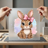 Chic Leopard Bunny Bow Easter Aesthetic Ready to Press DTF Transfer for Dtf