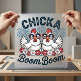 Chicka Boom Patriotic Chickens 4th Of July Patriotic Ready to Press DTF Transfer for Dtf
