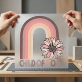 Child God Boho Rainbow Christian Faith Ready to Press DTF Transfer for Dtf