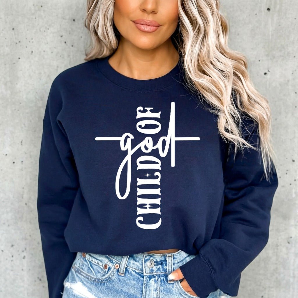 Child of God Cross | Faith Identity Sweatshirt - Luckets.com