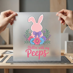 Chillin Peeps Easter Bunny Easter Spring Ready to Press DTF Transfer for Dtf