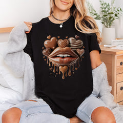 Chocolate Kiss Lips Sweet Valentine Ready to Press DTF Transfer for Dtf