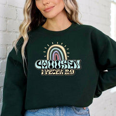 Chosen 1 Peter 2:9 | Retro Rainbow Faith Sweatshirt - Luckets.com
