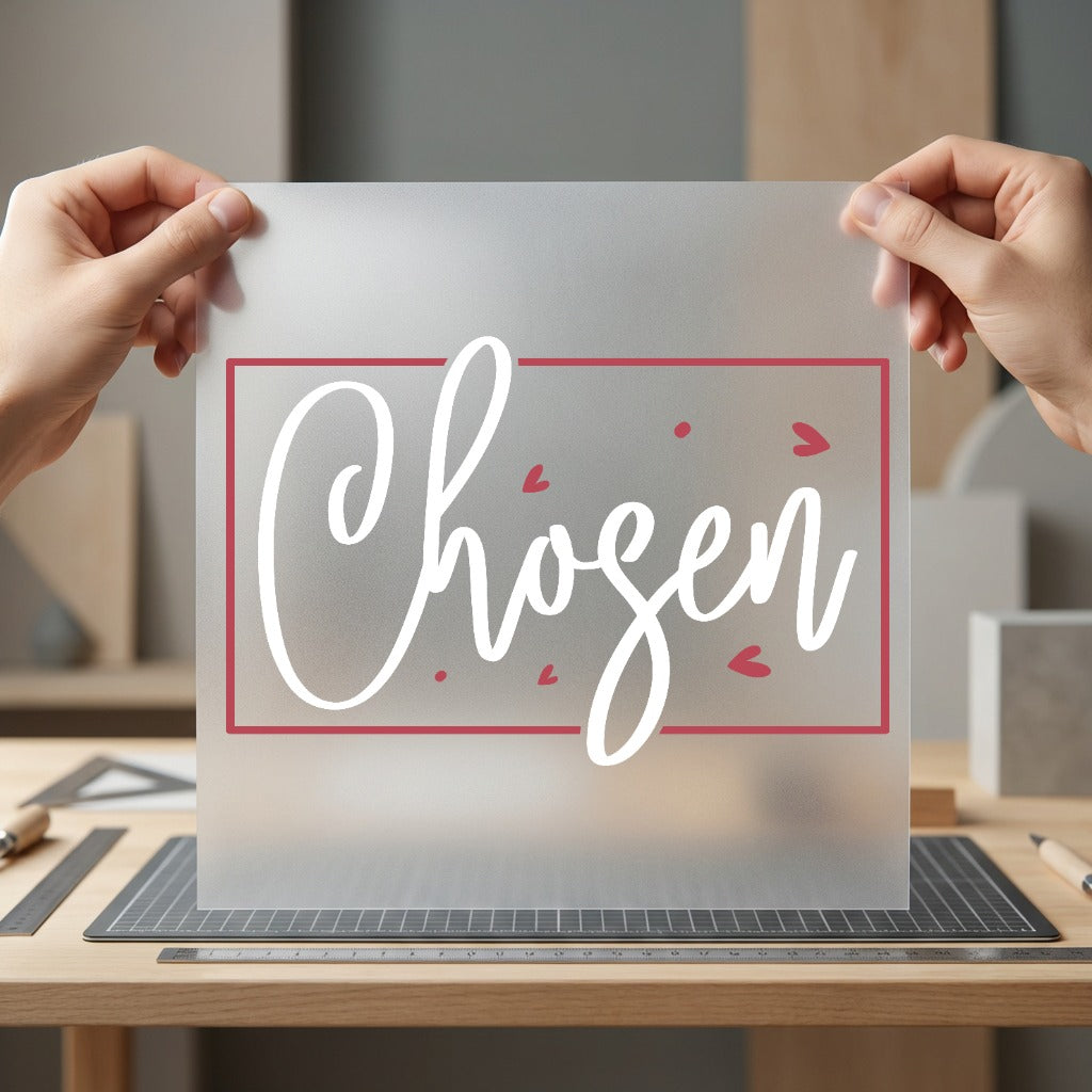 Chosen Script Hearts Valentine Christian Faith Ready to Press DTF Transfer for Dtf