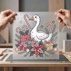 Chrismas Goose Holiday Diy Christmas Ready to Press DTF Transfer for Dtf