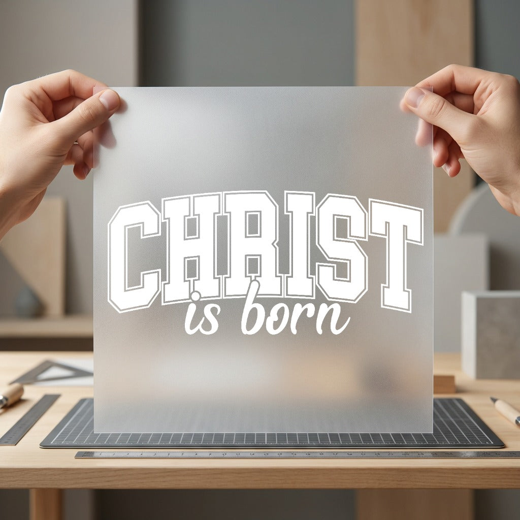 Christ Born Collegiate Script Christian Faith Ready to Press DTF Transfer for Dtf