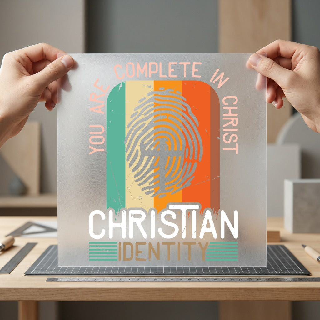 Christian Identity Fingerprint Retro Christian Faith Ready to Press DTF Transfer for Dtf