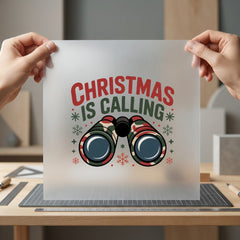 Christmas Calling Binoculars Retro Christmas Winter Ready to Press DTF Transfer for Dtf