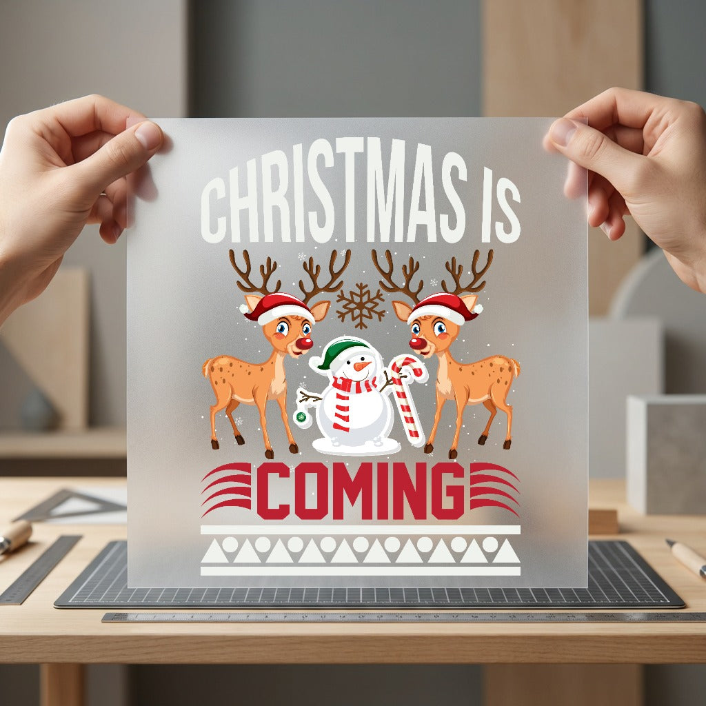 Christmas Coming Holiday Diy Christmas Ready to Press DTF Transfer for Dtf