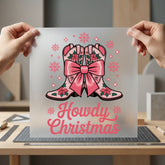 Christmas Cowboy Boots Festive Usa Christmas Ready to Press DTF Transfer for Dtf