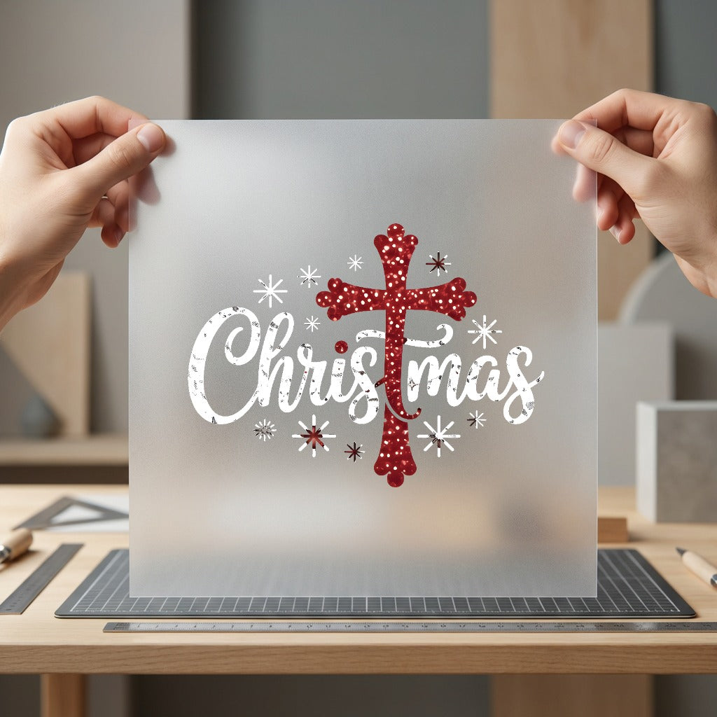 Christmas Cross Snowflakes Festive Christian Faith Ready to Press DTF Transfer for Dtf