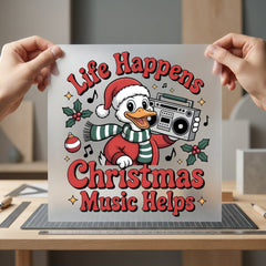 Christmas Duck Boombox Retro Christmas Funny Ready to Press DTF Transfer for Dtf