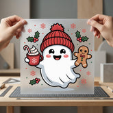 Christmas Ghost Holiday Diy Christmas Winter Ready to Press DTF Transfer for Dtf