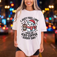 Christmas Ghost Iced Coffee Halloween Christmas Ready to Press DTF Transfer for Dtf