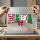 Christmas Mama Bow Holiday Christmas Mom Ready to Press DTF Transfer for Dtf