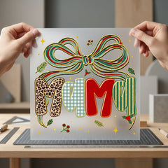 Christmas Mama Leopard Gingham Christmas Mom Ready to Press DTF Transfer for Dtf