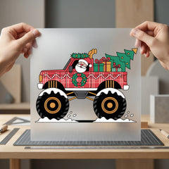 Christmas Monster Truck Holiday Christmas Funny Ready to Press DTF Transfer for Dtf