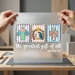 Christmas Nativity Angel Cross Christian Faith Ready to Press DTF Transfer for Dtf