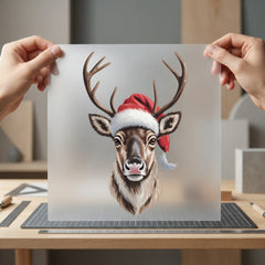 Christmas Reindeer Santa Hat Christmas Winter Ready to Press DTF Transfer for Dtf