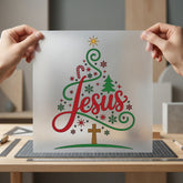 Christmas Tree Jesus Christian Christian Faith Ready to Press DTF Transfer for Dtf