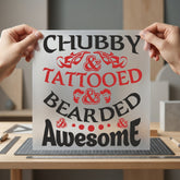 Chubby Tattooed Awesome Retro Dad Funny Ready to Press DTF Transfer for Dtf