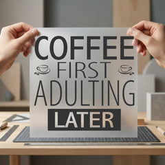 Coffee First Adulting Later Funny Sarcastic Ready to Press DTF Transfer for Dtf