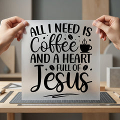 Coffee Jesus Quote Faith Christian Faith Ready to Press DTF Transfer for Dtf
