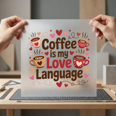 Coffee Love Language Valentine Valentine Ready to Press DTF Transfer for Dtf