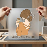 Coffee Lover Girl Cozy Aesthetic Ready to Press DTF Transfer for Dtf