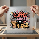 Coffee Makes Nicer Leopard Mom Funny Ready to Press DTF Transfer for Dtf